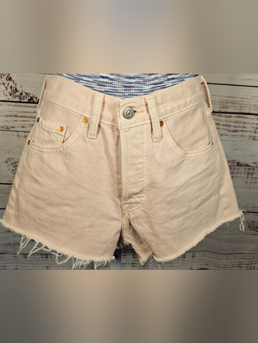 Levi’s Premium 501 Original High Rise Cutoff Shorts 25 Dusty Mauve Pink